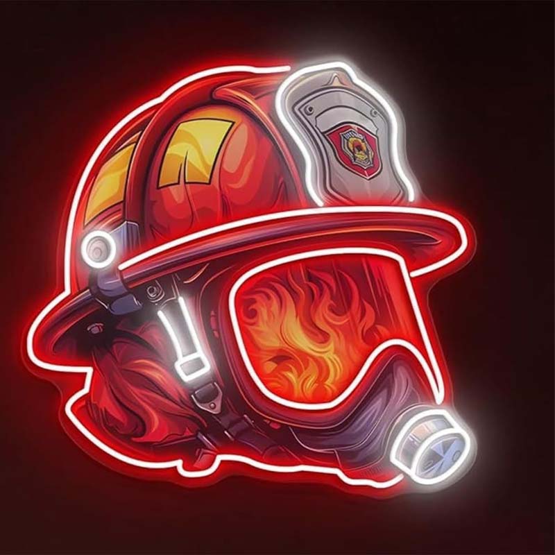 Firefighter Helmet Neon Sign