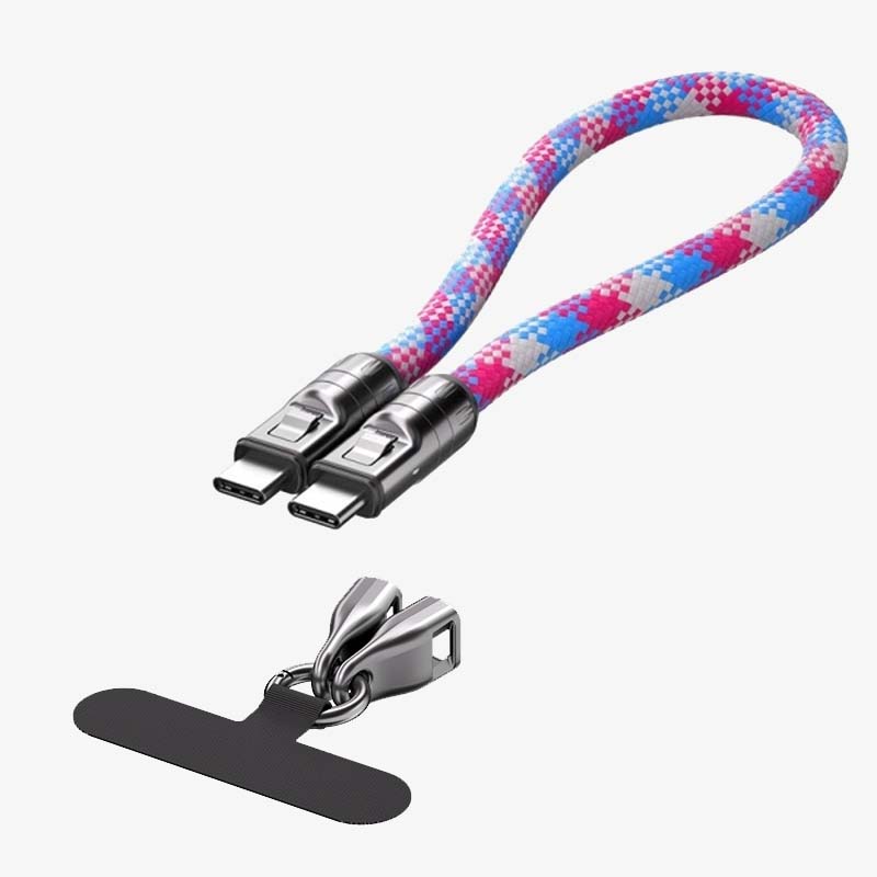 Dual Type-C Fast Charging Data Cable with Wearable Lanyard