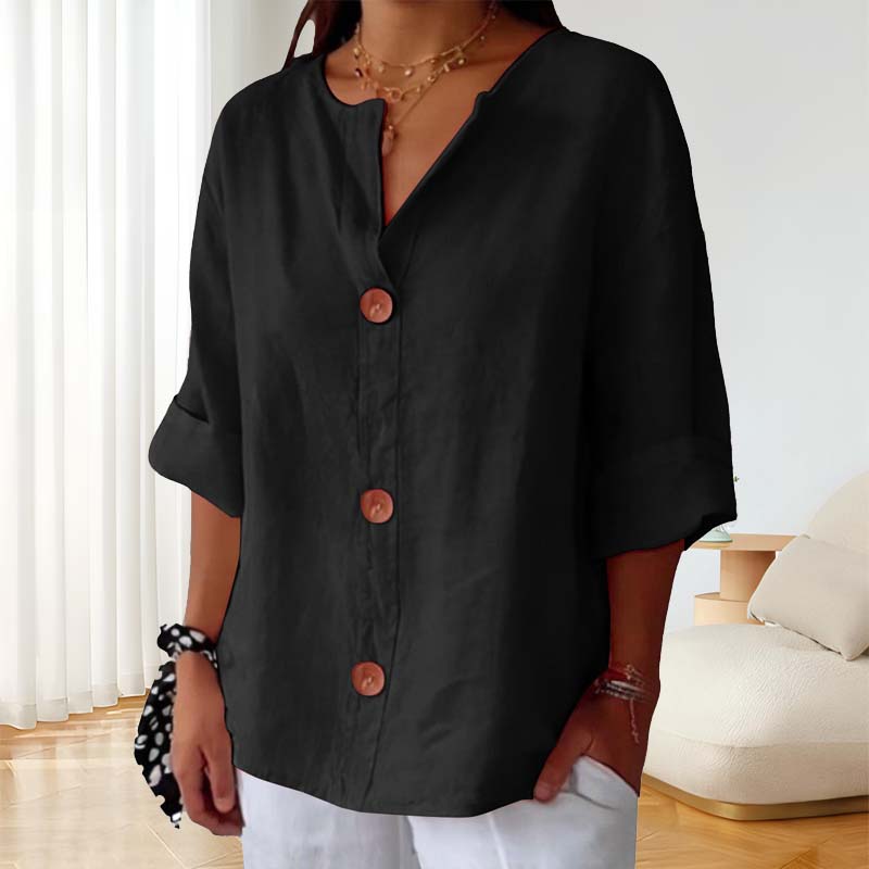 đLöysĂ€ Puuvilla- Ja Pellavapaita NappikiinnityksellĂ€