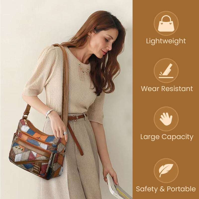 👜Vintage-laukku, jossa on geometrinen kuvio ja säädettävä hihna