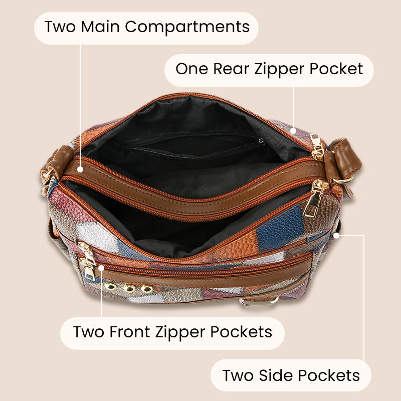 👜Vintage-laukku, jossa on geometrinen kuvio ja säädettävä hihna