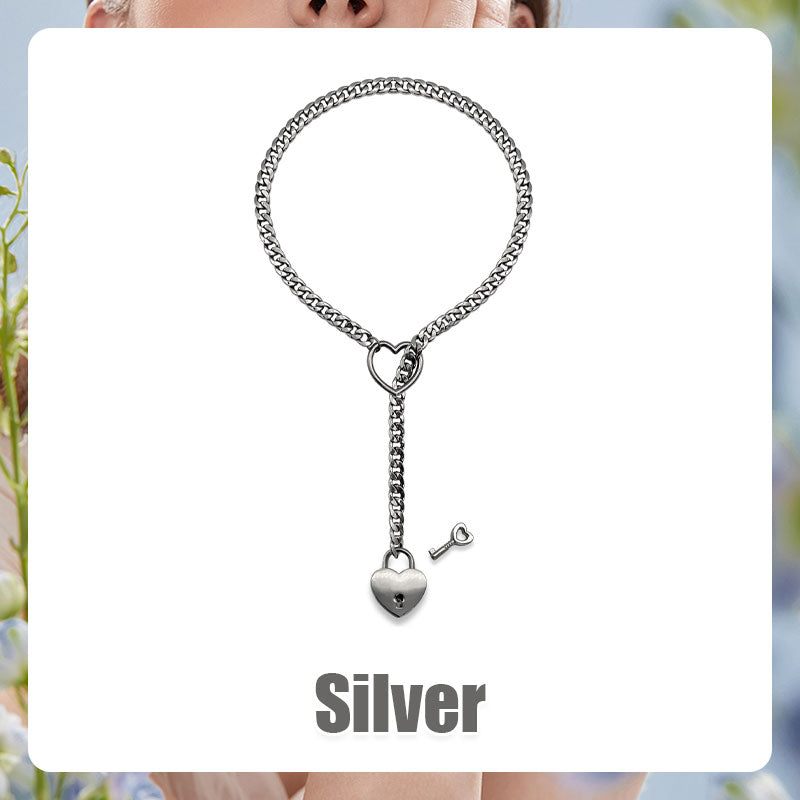 Womens Slip Chain Necklace Heart O-Ring