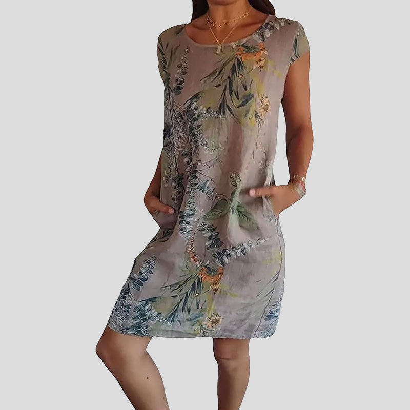 🌼Merseroitua puuvillaa oleva kukkakuvioinen taskullinen mekko