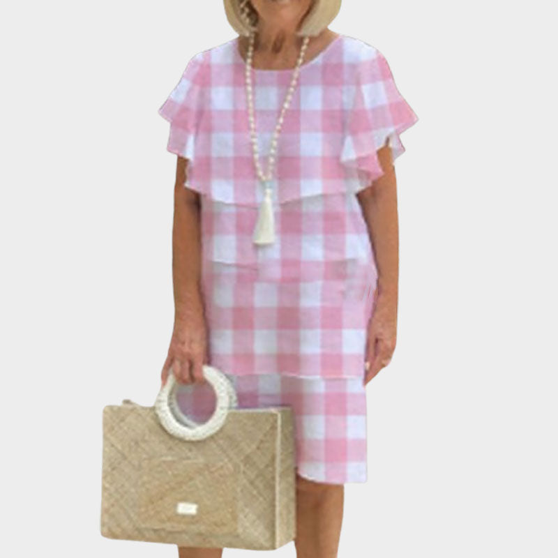 🌸Pyöreäkauluksinen, kellohihainen, monikerroksinen midimekko