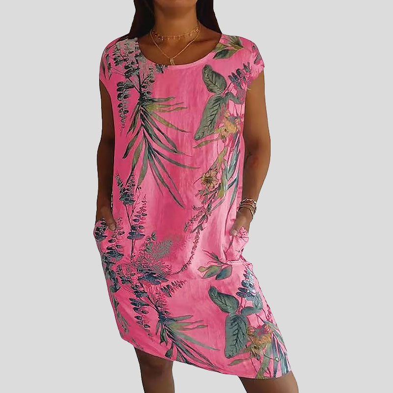 🌼Merseroitua puuvillaa oleva kukkakuvioinen taskullinen mekko