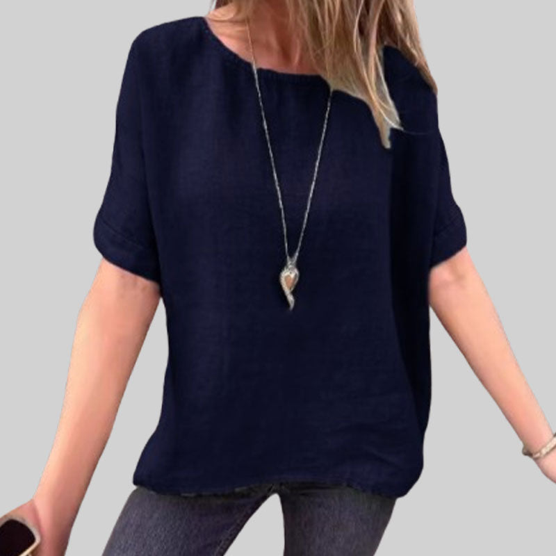 🌸Naisten lyhythihainen väljä puuvilla- ja pellavapaita keväällä ja kesällä