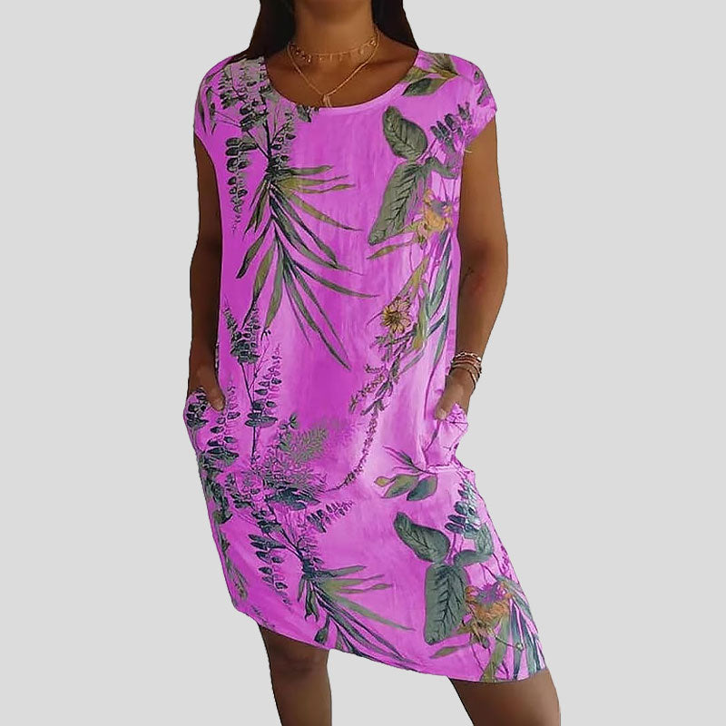 🌼Merseroitua puuvillaa oleva kukkakuvioinen taskullinen mekko