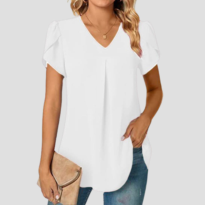 🌸Terälehtihihainen V-aukkoinen yksinkertainen paita