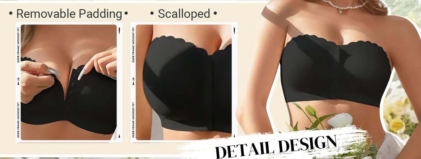 ⏰Viikoittainen erikoismyynti: Osta 2 saat 1 ilmaiseksi❤️Saumattomat olkaimettomat bandeau-rintaliivit, joissa on etusuljenta