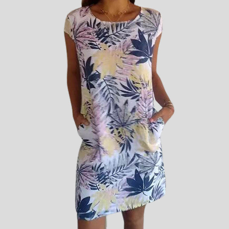 🌼Merseroitua puuvillaa oleva kukkakuvioinen taskullinen mekko