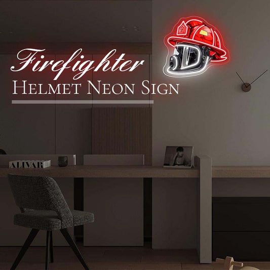 Firefighter Helmet Neon Sign