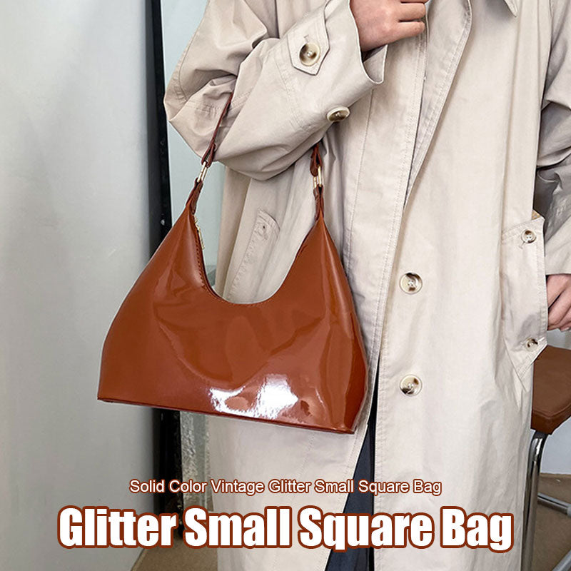 Yksivärinen retro kiiltävä pieni neliön laukku