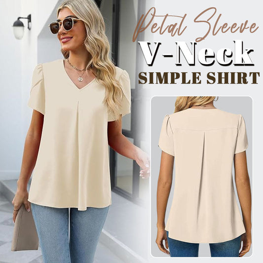 🌸Terälehtihihainen V-aukkoinen yksinkertainen paita