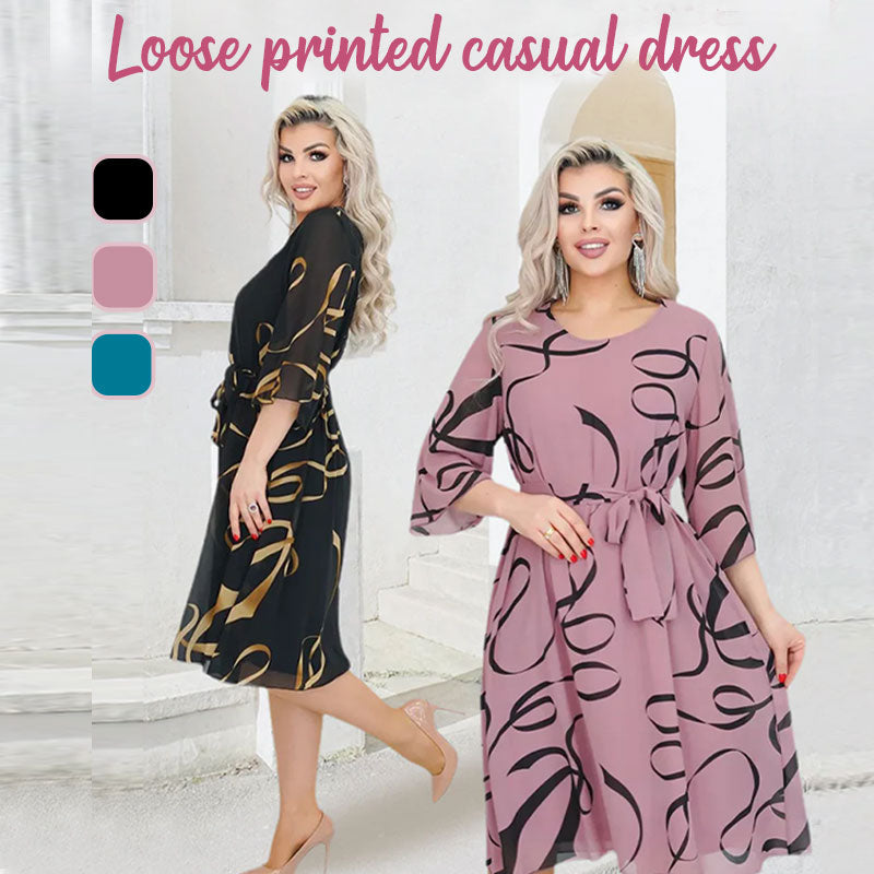 🌸Väljä Kuviollinen Rento Mekko