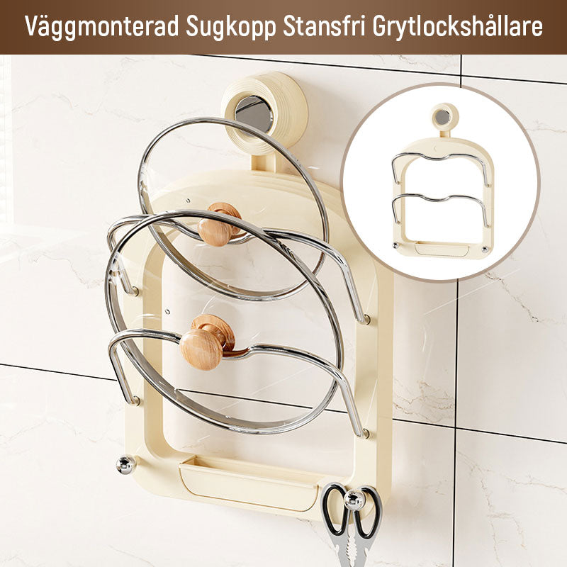 Seinäasennettava imukuppi Punchless potin kannen pidike