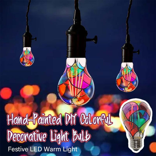 Hand-Painted DIY Colorful Decorative Light Bulb – Festive LED Warm Light 💡🎨