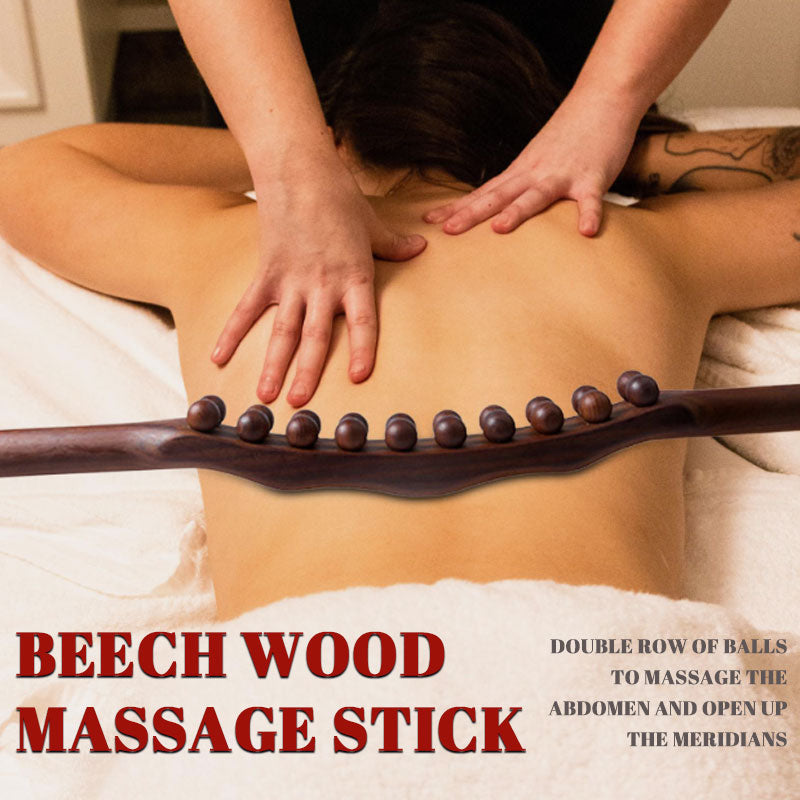🎁Pyökkipuinen hierontakeppi | Kaksinkertainen rivi palloja vatsan hierontaan ja meridiaanien avaamiseen