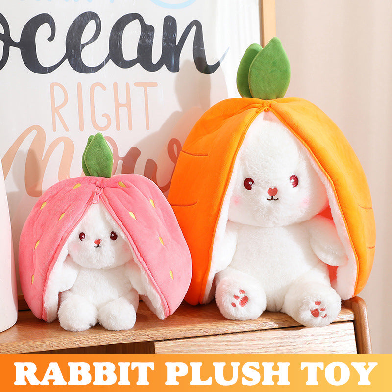 🍓 Kuuma myynti 50% OFF🍓 Pääsiäispäivä Mansikka pupu muuttui pikku kaniksi🎀 Hedelmänukke Pehmolelu🐰