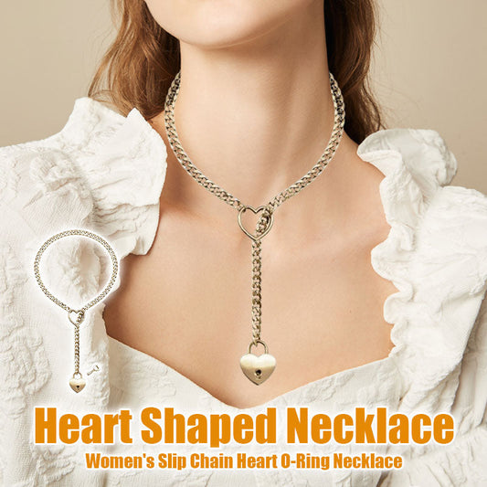 Womens Slip Chain Necklace Heart O-Ring