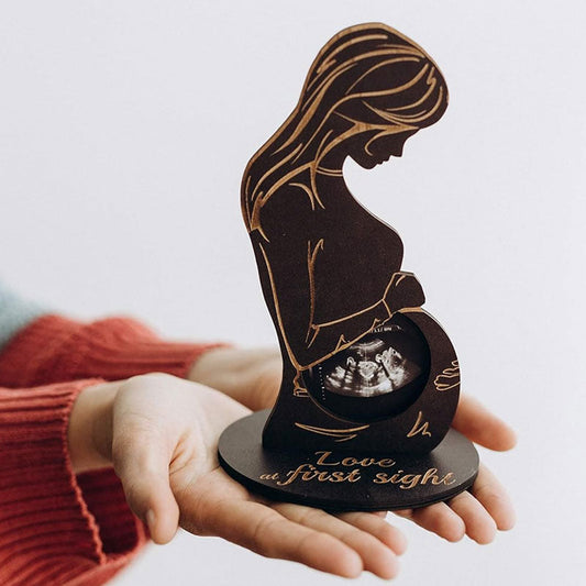 🤰 Love at First Sight – Personalized Wooden Sonogram Photo Frame
