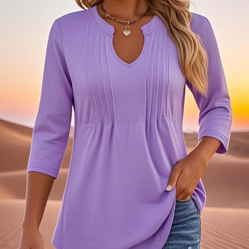 🌸V-Aukkoinen Pystykaulus Ja Kolmen Neljäsosan Hihat