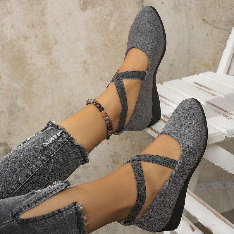 ⏳Ajankohtainen tarjous🎀Tyylikäs yksivärinen joustava hihna ja matala kiilakorko