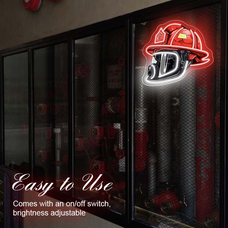 Firefighter Helmet Neon Sign