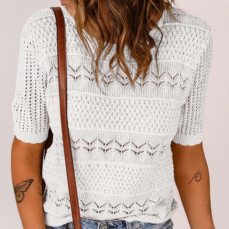 🌸Ontto virkattu lyhythihainen paita