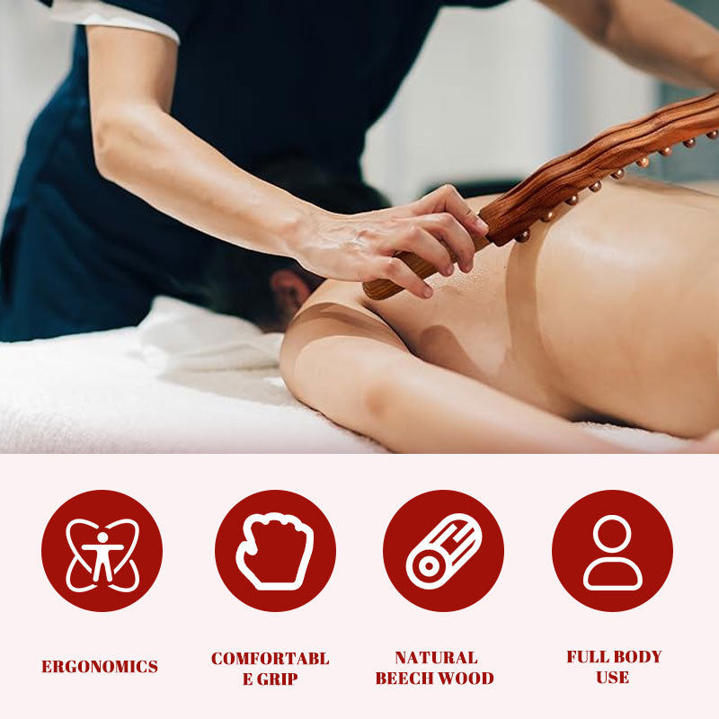 🎁Pyökkipuinen hierontakeppi | Kaksinkertainen rivi palloja vatsan hierontaan ja meridiaanien avaamiseen