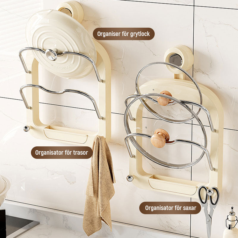 Seinäasennettava imukuppi Punchless potin kannen pidike