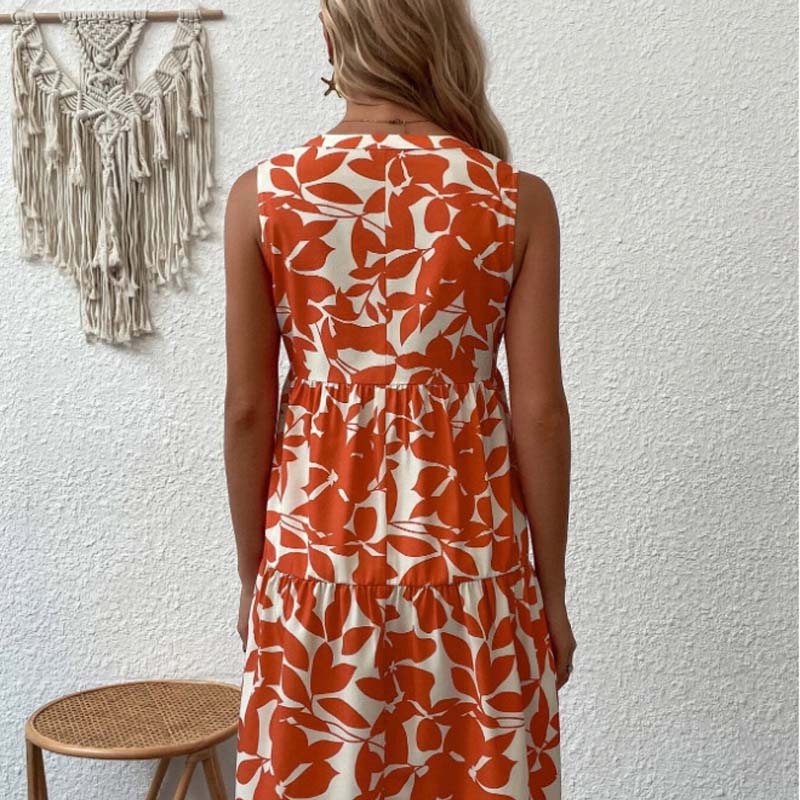 🌸2025 Uusi saapuminen💕Botanical Print V-kaula-aukkoinen laskostettu mekko