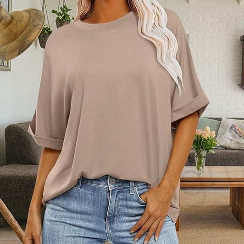 ⏳Ajankohtainen tarjous🌸Väljä pyöreäkauluksinen pitkähihainen t-paita naisille