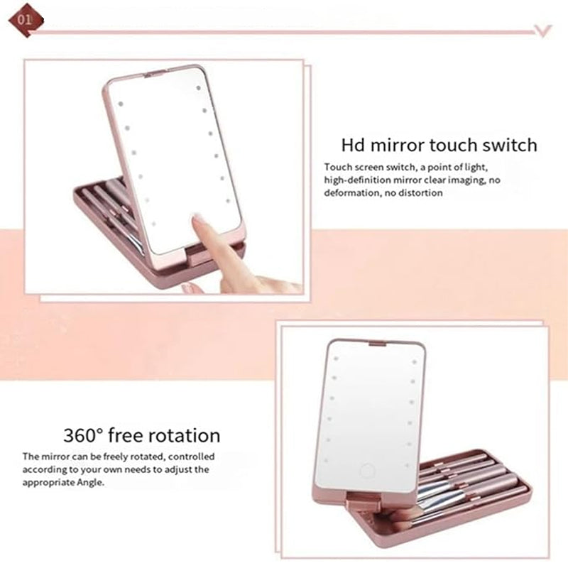 Säilytyslaatikko meikkiharjaan Led Make-up peiliin