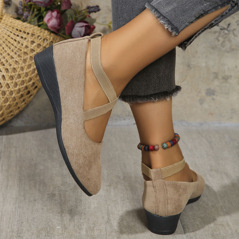 ⏳Ajankohtainen tarjous🎀Tyylikäs yksivärinen joustava hihna ja matala kiilakorko