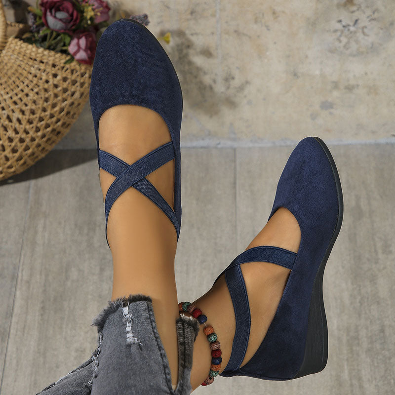 ⏳Ajankohtainen tarjous🎀Tyylikäs yksivärinen joustava hihna ja matala kiilakorko