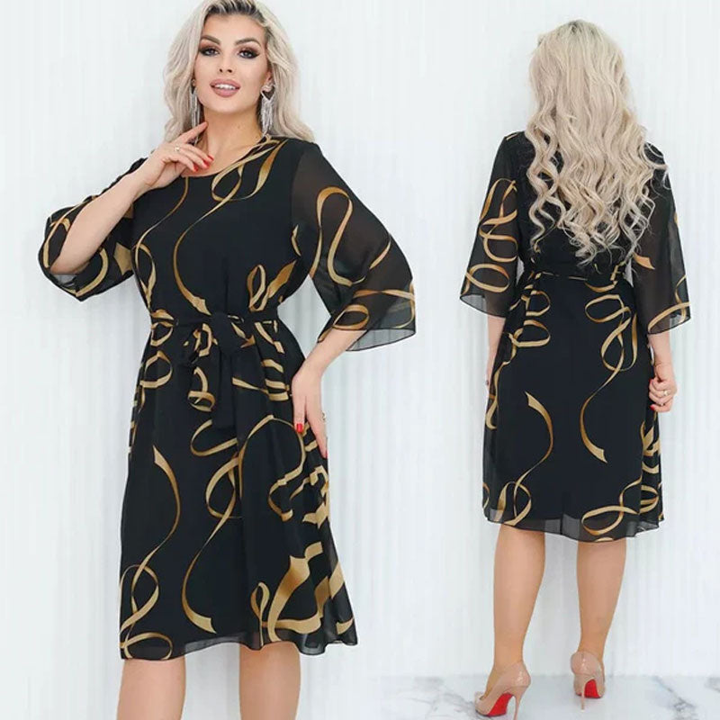 🌸Väljä Kuviollinen Rento Mekko