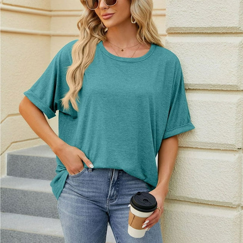 ⏳Ajankohtainen tarjous🌸Väljä pyöreäkauluksinen pitkähihainen t-paita naisille