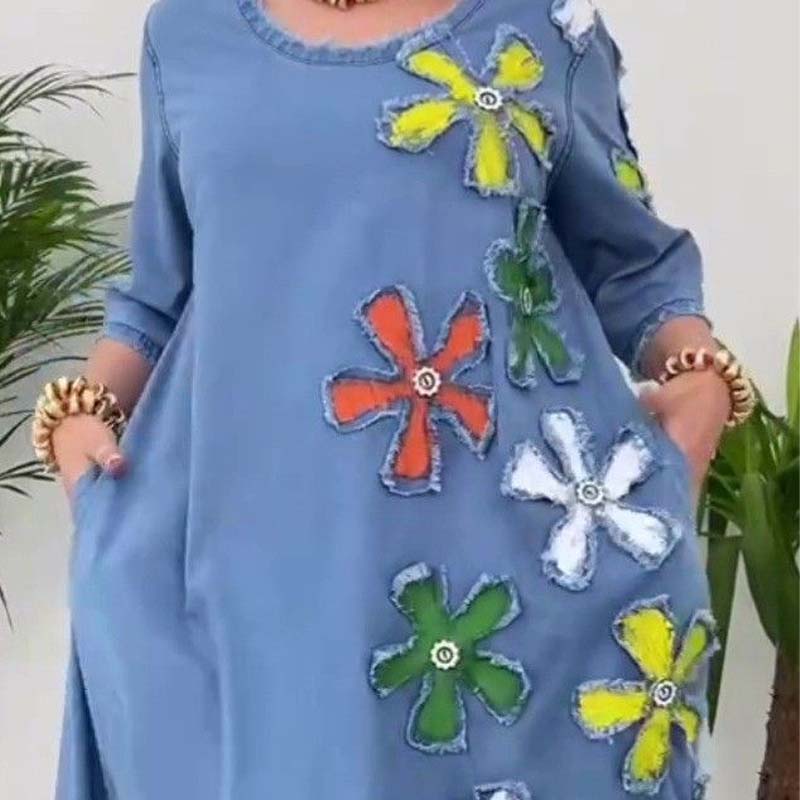 🔥2025 Uusi saapuminen🌸Casual hame pyöreällä kaula-aukoll