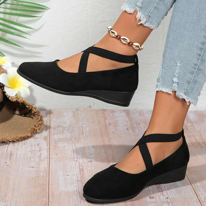 ⏳Ajankohtainen tarjous🎀Tyylikäs yksivärinen joustava hihna ja matala kiilakorko