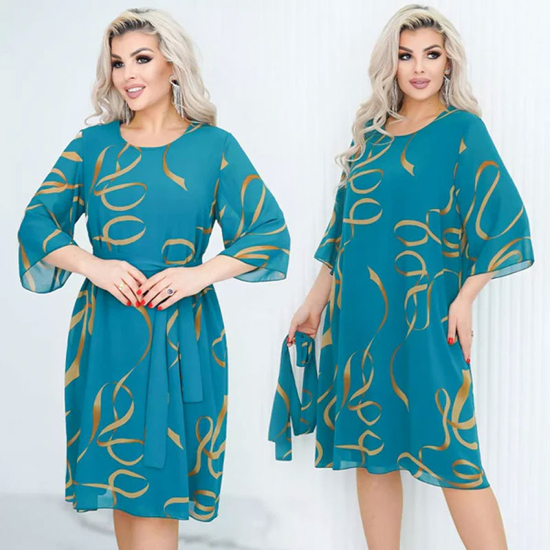 🌸Väljä Kuviollinen Rento Mekko