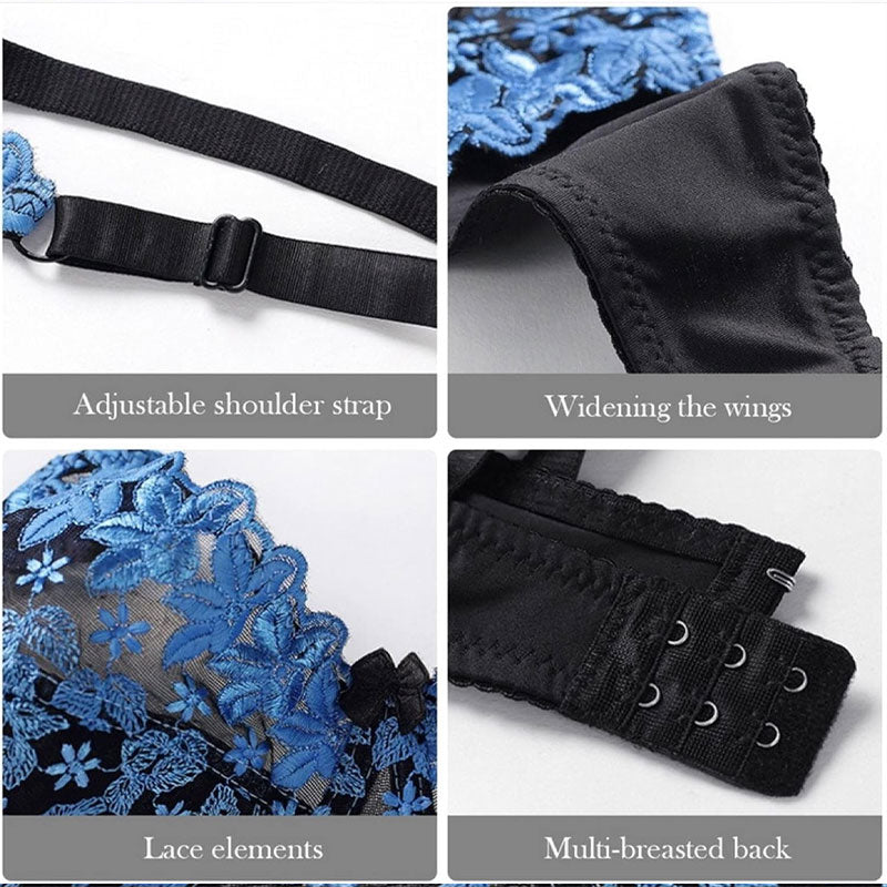 🎀Kirjailtu Pitsinen Ohutkuppinen Rintaliivi