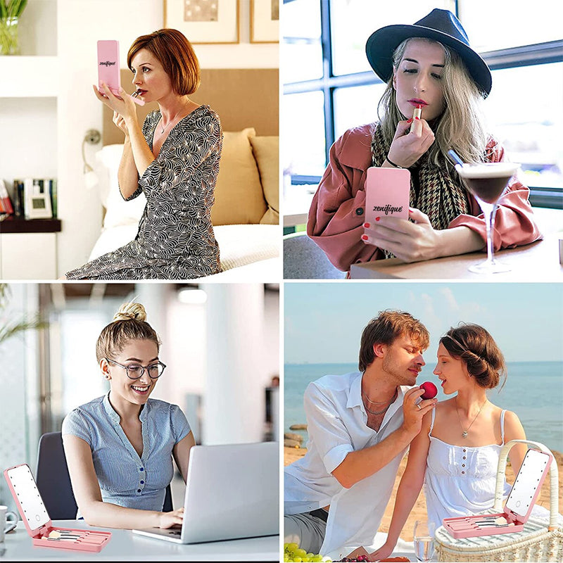 Säilytyslaatikko meikkiharjaan Led Make-up peiliin