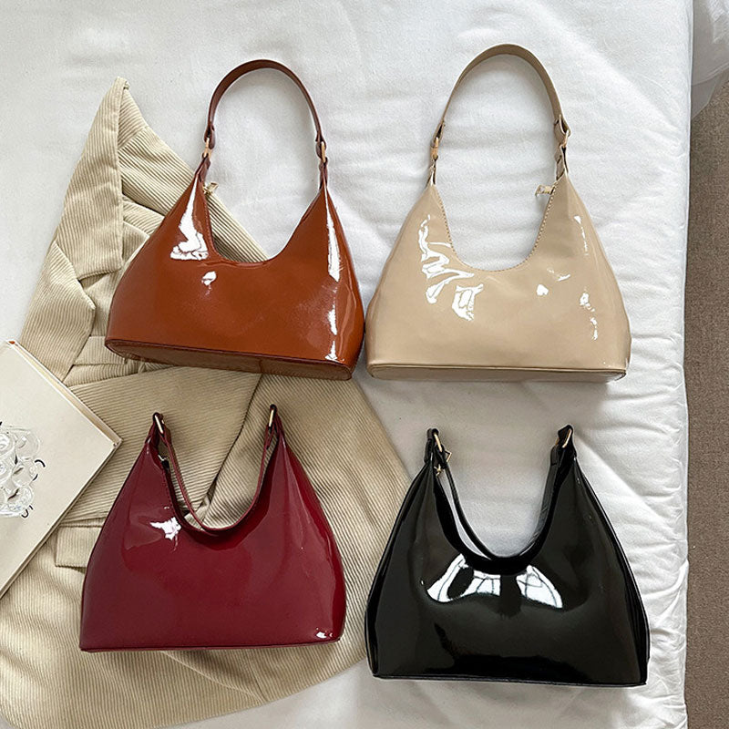 Yksivärinen retro kiiltävä pieni neliön laukku