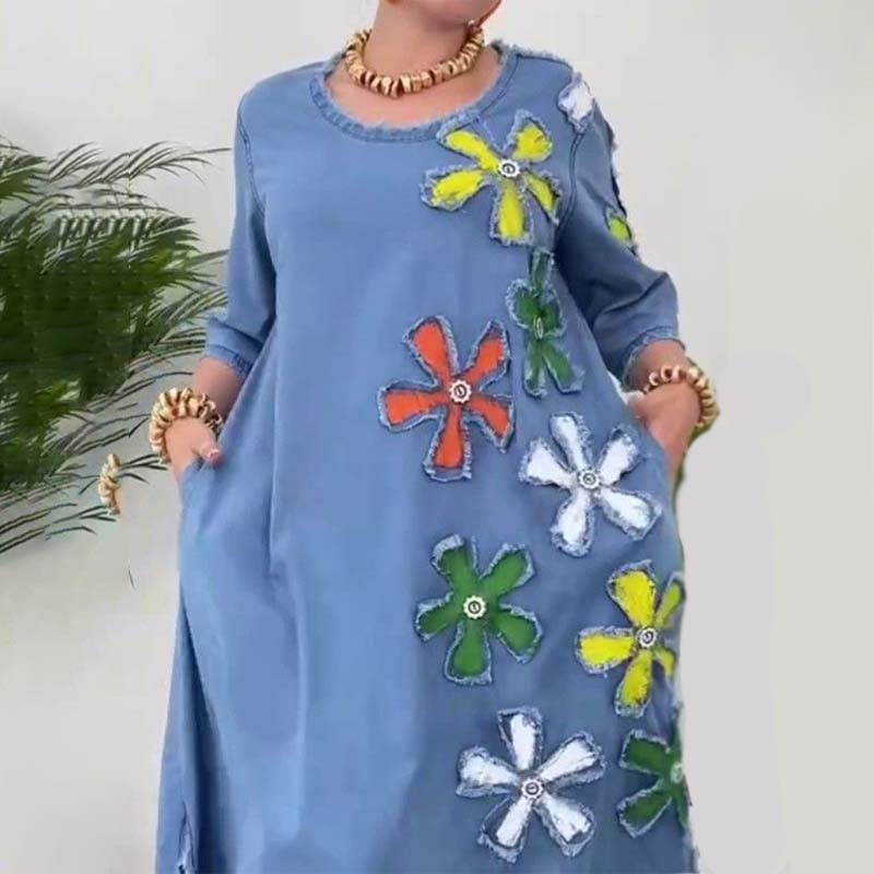 🔥2025 Uusi saapuminen🌸Casual hame pyöreällä kaula-aukoll