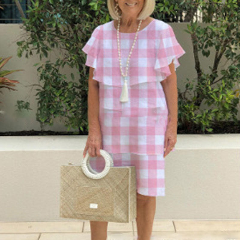 🌸Pyöreäkauluksinen, kellohihainen, monikerroksinen midimekko