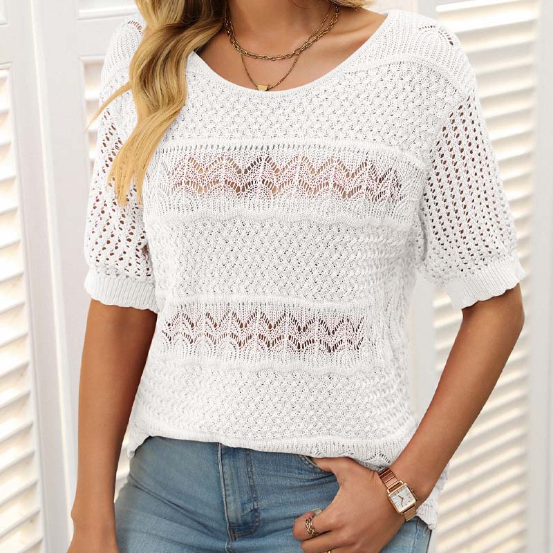 🌸Ontto virkattu lyhythihainen paita