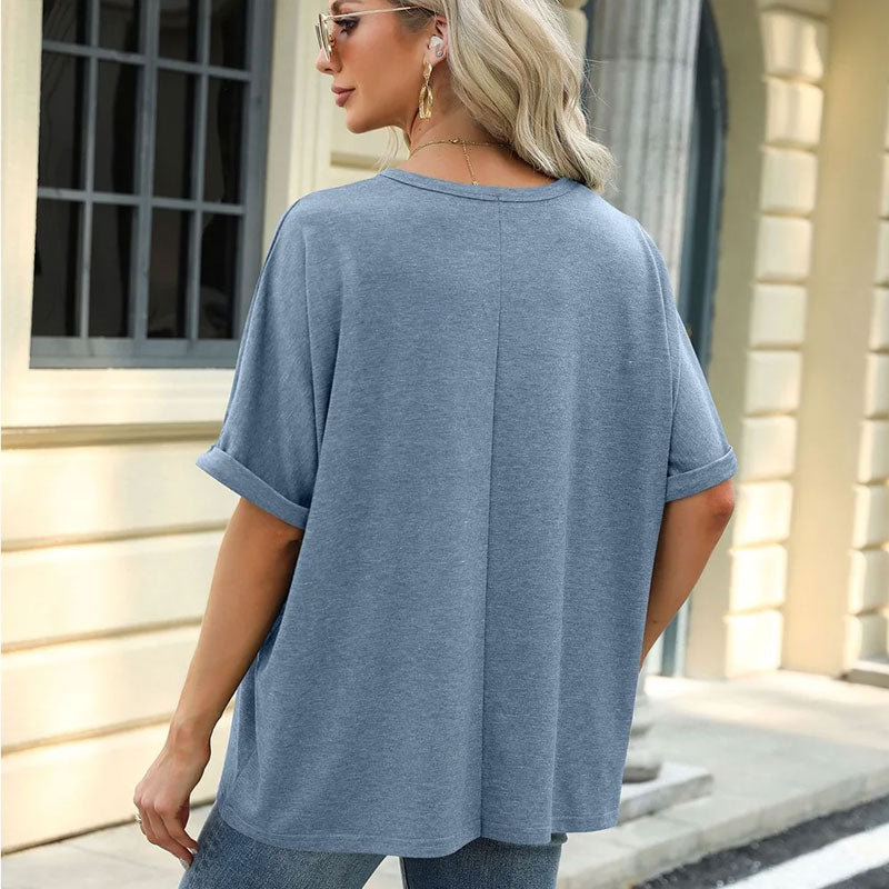 ⏳Ajankohtainen tarjous🌸Väljä pyöreäkauluksinen pitkähihainen t-paita naisille