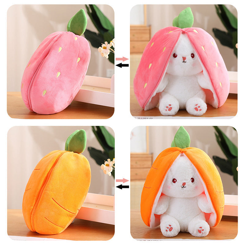 🍓 Kuuma myynti 50% OFF🍓 Pääsiäispäivä Mansikka pupu muuttui pikku kaniksi🎀 Hedelmänukke Pehmolelu🐰