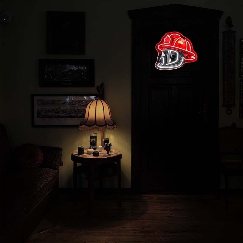 Firefighter Helmet Neon Sign