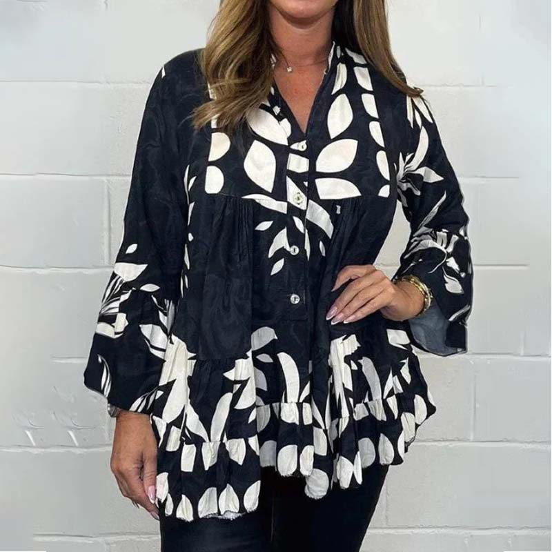 ⏳Rajoitettu aika 60% alennus!💥 🌸 Naisten topissa on leveät hihat ja v-kaula-aukko röyhelöt.